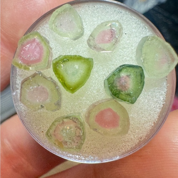 10.05ctw genuine watermelon tourmaline slice lot- in gem jar - Picture 1 of 9